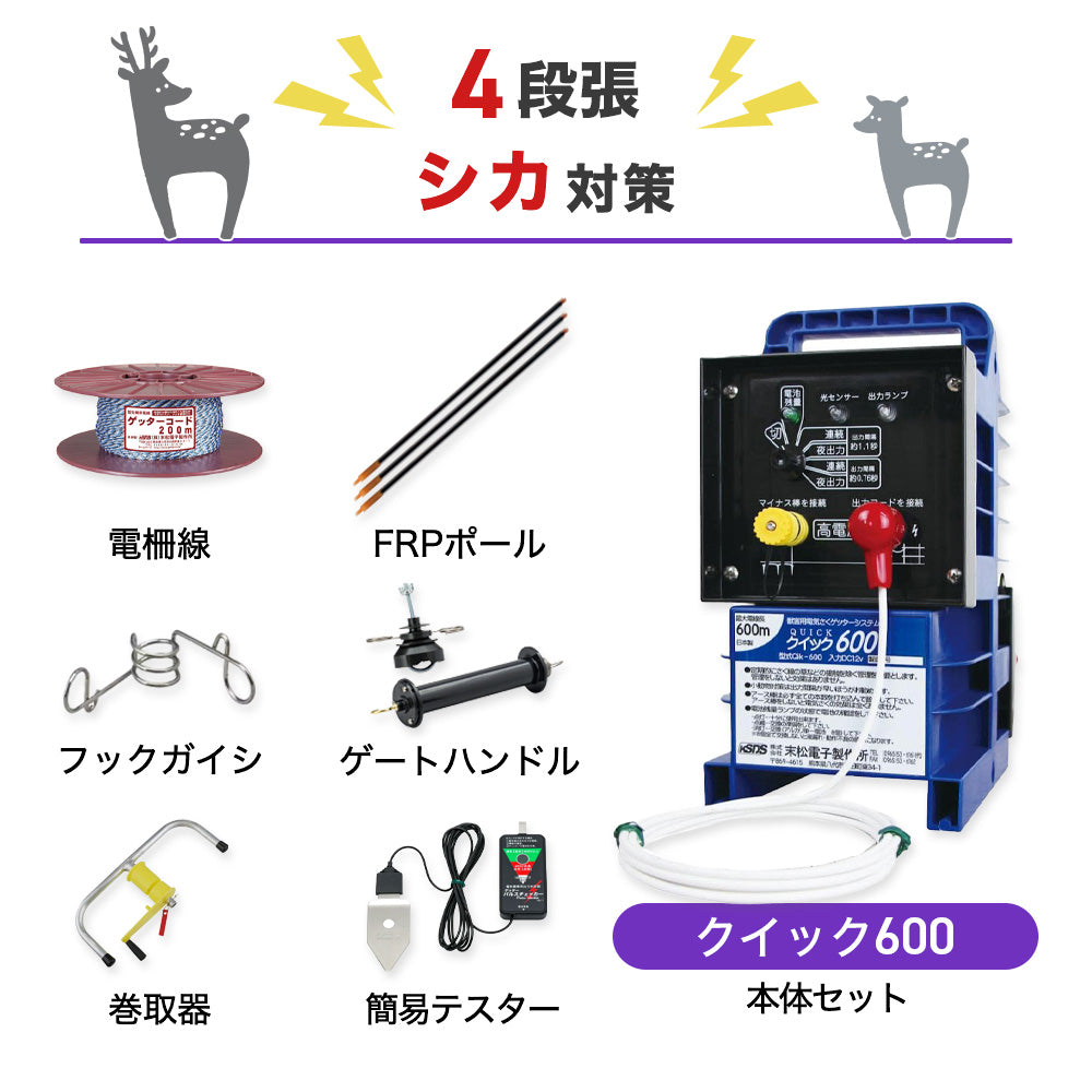 【50m×4段張り】末松電子製作所 クイック600 シカ対策