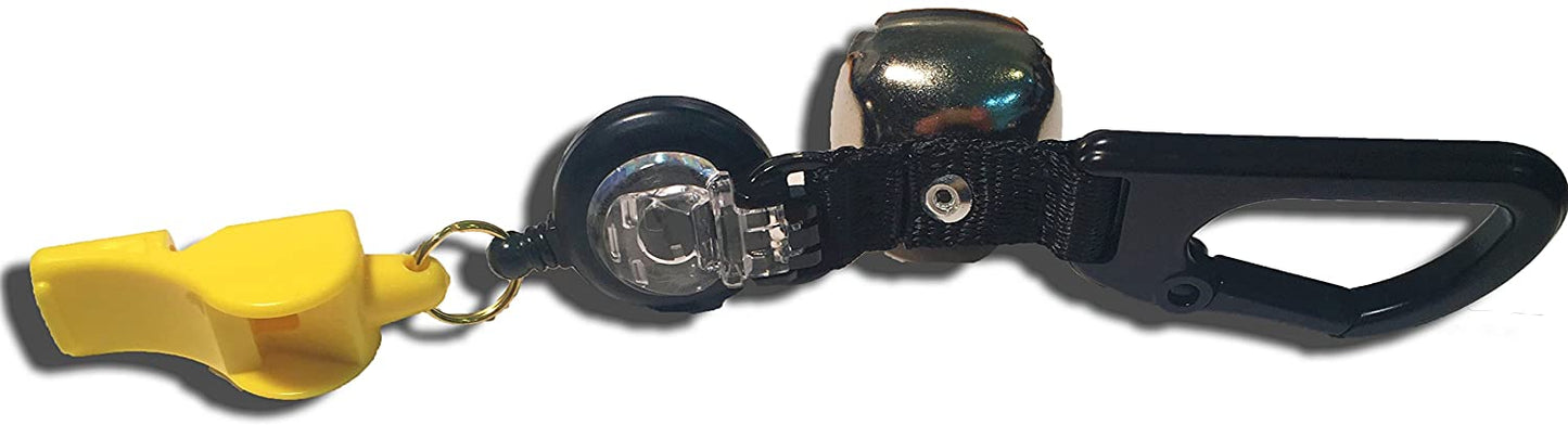 Alaska bear bell with retractor whistle