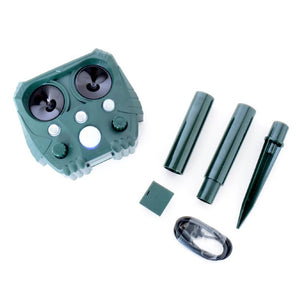 ultrasonic animal repellent solar powered with flashlight