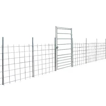 Prefabricated steel pipe door set for protective fences and nets