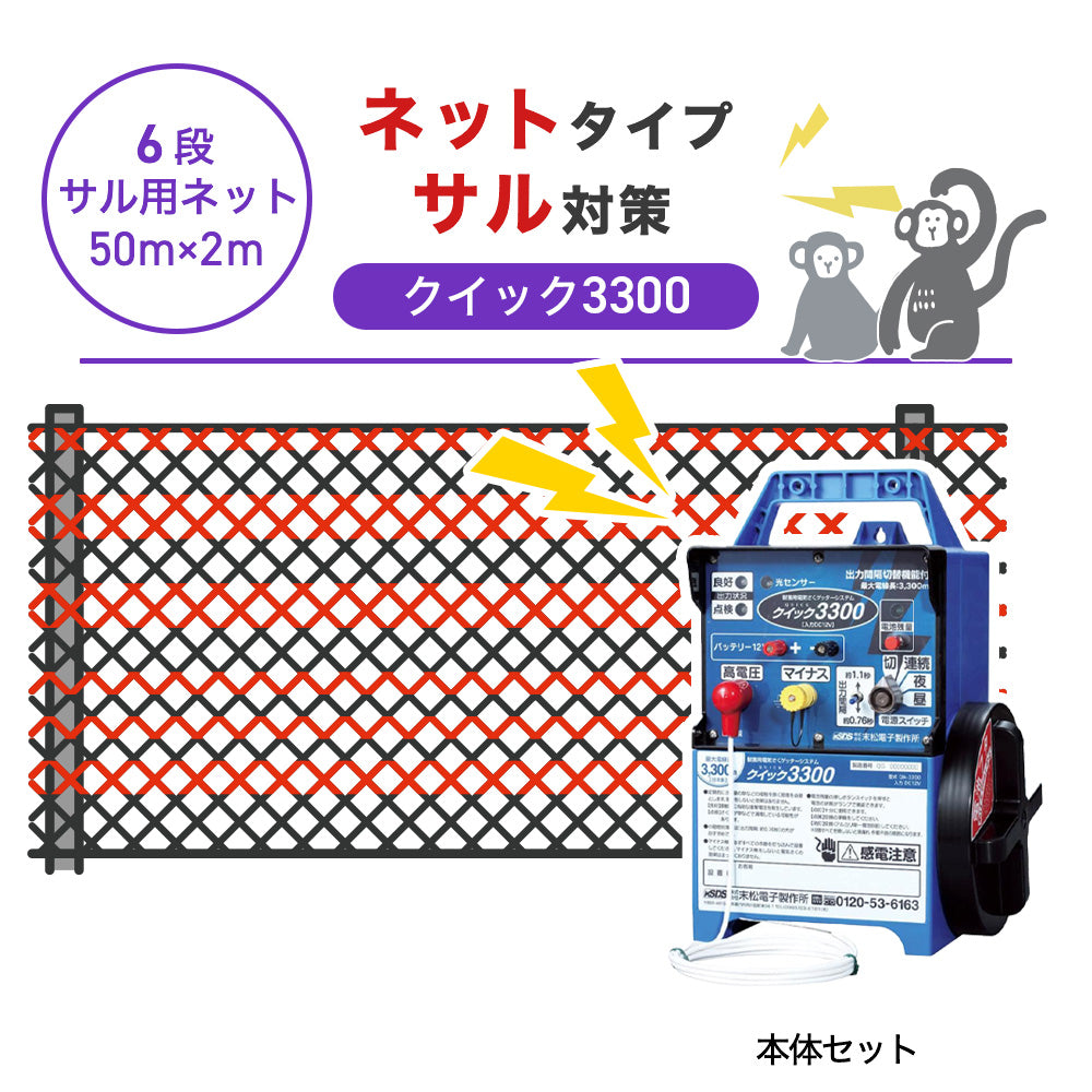 サル対策 ネット+電気柵セット