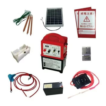 With Nishiden 12W solar panel &amp; battery for solar charging. Electric fence NSDSR-12W (main unit set only)